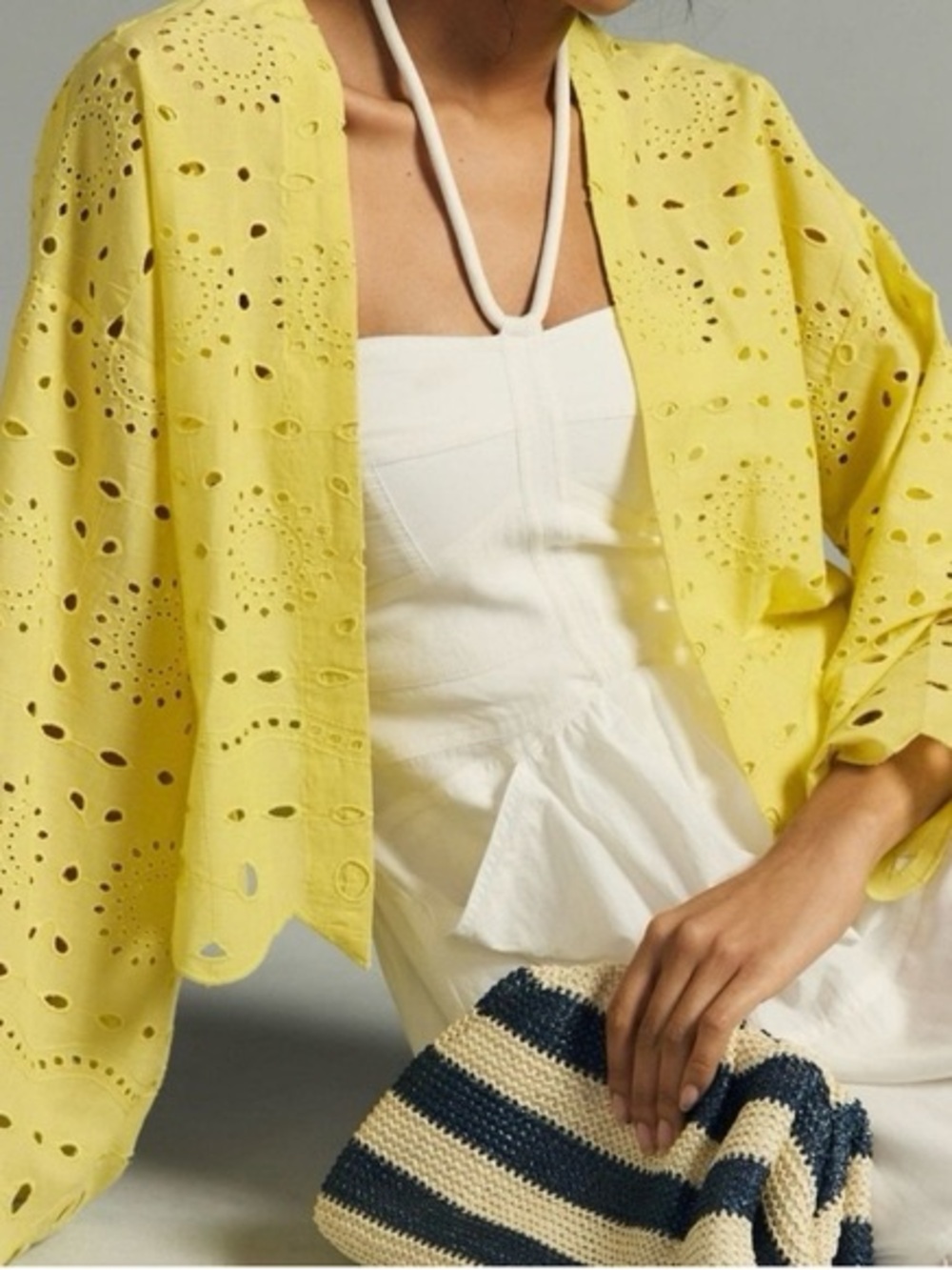 Maeve/ Anthropologie  Yellow Eyelet Cover-Up Jacket - Women Swim